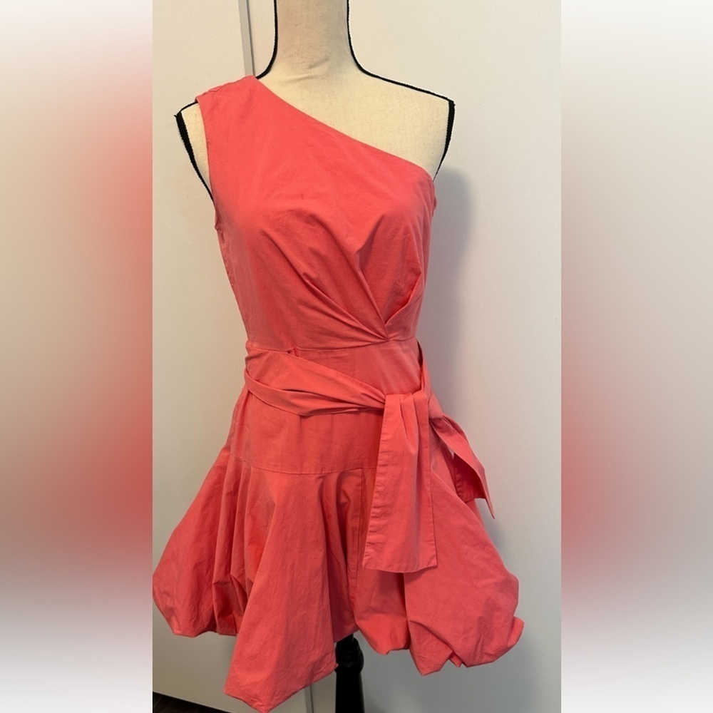 Coral One Shoulder Puff Dress" by Derek Lam 10 Crosby